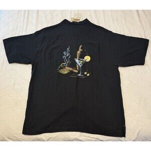 Luau Fine Silk Men's Shirt Cigar And Martini Art Shirt Size Large Vintage BNWT